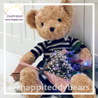 Georgie Teddy Bear with Mini Flower Bouquet (55cm)