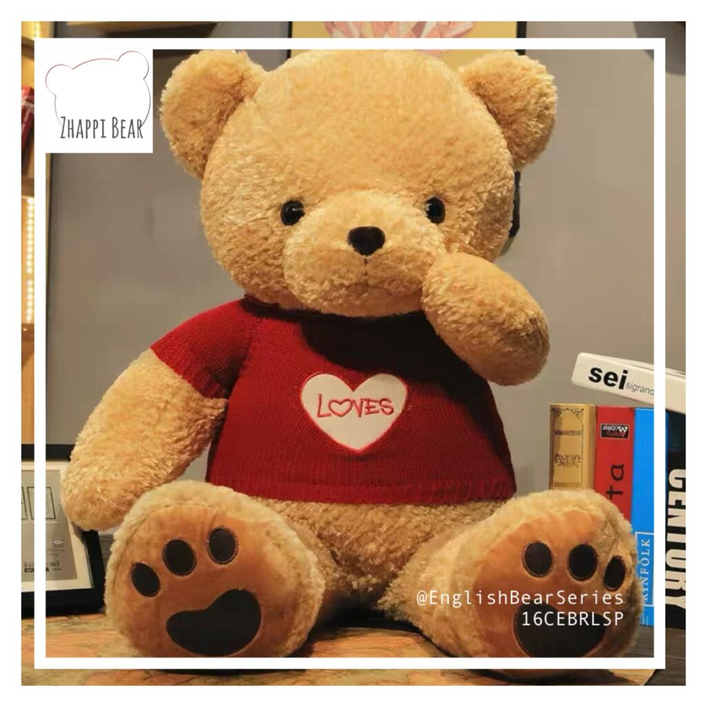 Big Giant Teddy with Red Loves Sweater 1.6m / 160cm (Teddy with Paws on Foot)